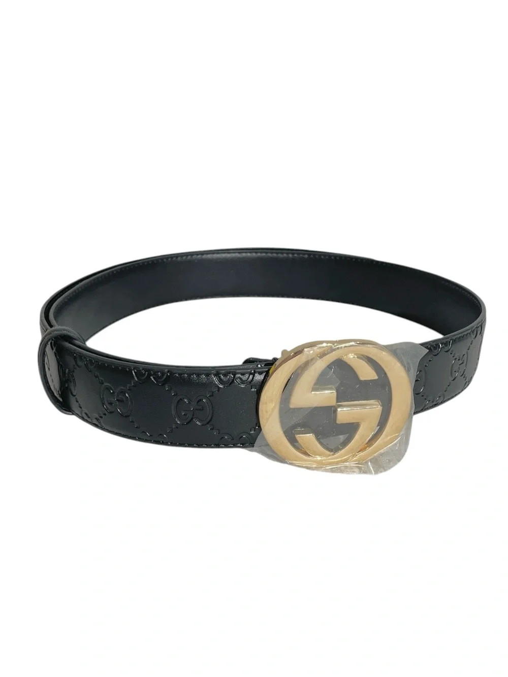 🖤 Unisex Black Leather Belt with Gold-Tone Buckle 🖤